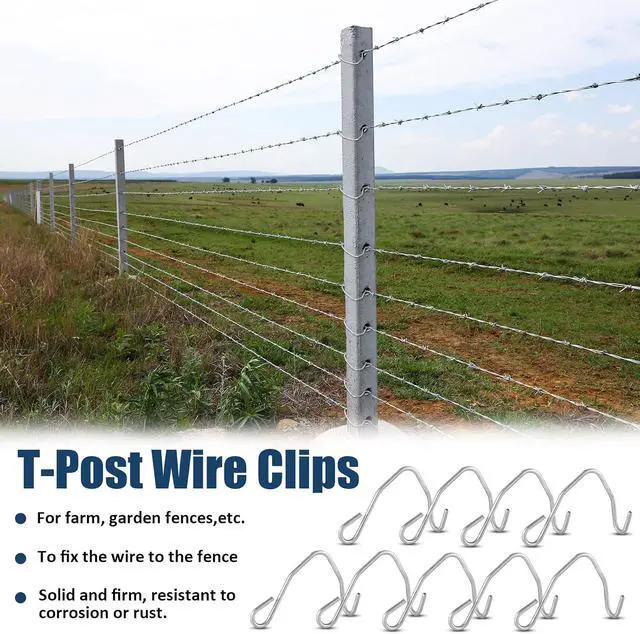 Alt view image 6 of 6 - 500 Pcs T Post Clips - Wire Fence Clips, Fencing Clips for Securing Rust Resistant Galvanized Steel Barbed Wire Garden Farm Highway Sport Fences