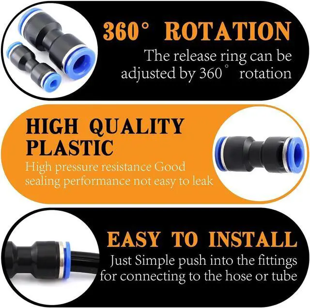 Alt view image 6 of 7 - 180 Pcs Push-to-Connect Air Hose Fittings Assortment Kit,Quick Connect Hose Fittings 1/8" 1/4" 5/16 3/8" 1/2" and 4 6 8 10 12mm Pneumatic Quick Connectors