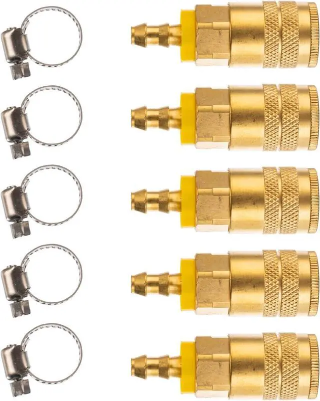 Alt view image 2 of 7 - Industrial Air Coupling,1/4" Hose Barb,1/4" Basic Flow Quick Connect Air CouplerMax Inlet Pressure 300 PSI Brass Air Compressor Accessories Fitting- 24 Pieces