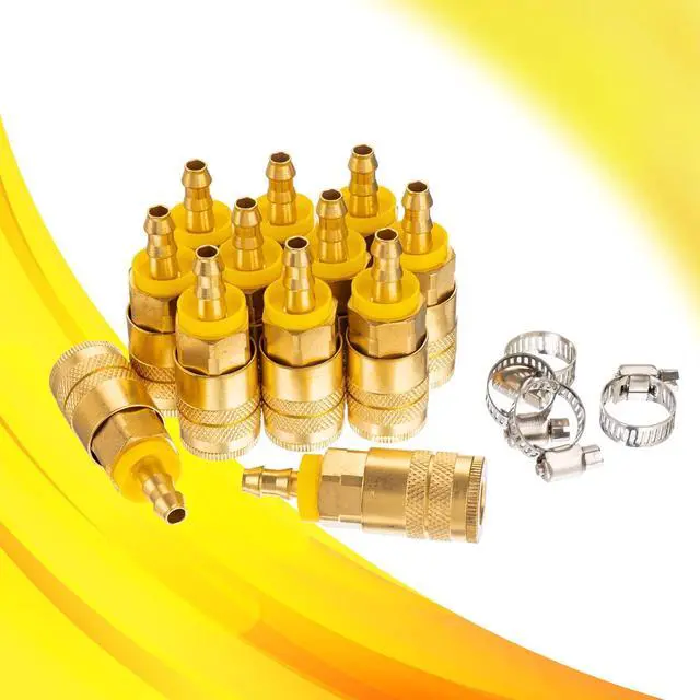 Alt view image 7 of 7 - Industrial Air Coupling,1/4" Hose Barb,1/4" Basic Flow Quick Connect Air CouplerMax Inlet Pressure 300 PSI Brass Air Compressor Accessories Fitting- 24 Pieces