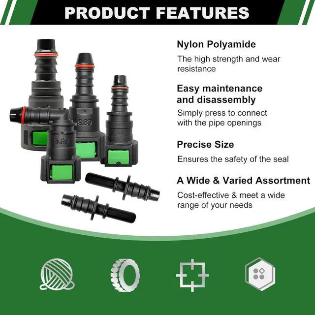 Alt view image 3 of 7 - Fuel Line Repair Kit, 30pcs Fuel Line Quick Connector Assortment Kit 16 Size Hose Release Connect Straight Elbow Pipe Connector Fittings SAE 6.3mm to 11.8mm