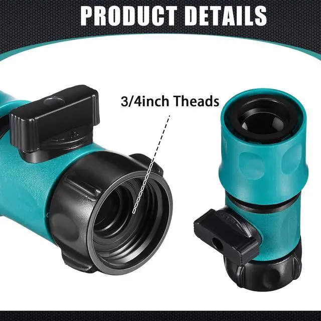 Alt view image 3 of 7 - 20 Pack Garden Hose Quick Connect with Shut Off Valve,3/4" Plastic Water Hose Connector Fittings,40 Male Adapters & 40 Washers for Sprinkler Nozzle Watering Repair