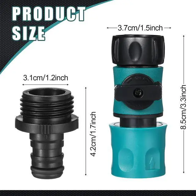 Alt view image 4 of 7 - 20 Pack Garden Hose Quick Connect with Shut Off Valve,3/4" Plastic Water Hose Connector Fittings,40 Male Adapters & 40 Washers for Sprinkler Nozzle Watering Repair