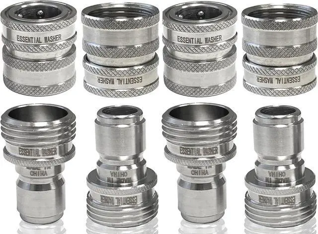 Main image of ¾ Stainless Steel Garden Hose Quick Connect Fittings | Plug & Coupler Set of 4