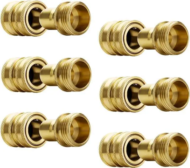 Main image of Garden Hose Quick Connect Water Hose Fittings - 3/4" Thread - High Grade Brass Durability and Leak Free Upgrade(6 PACK)