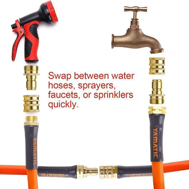 Alt view image 3 of 7 - Garden Hose Quick Connect Water Hose Fittings - 3/4" Thread - High Grade Brass Durability and Leak Free Upgrade(6 PACK)