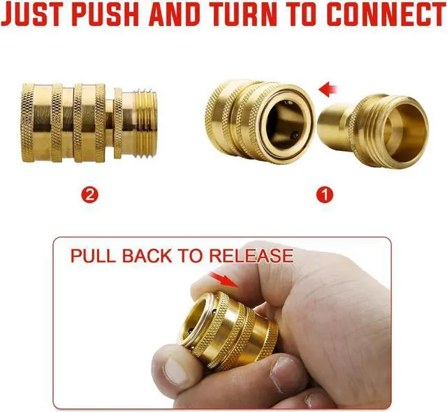 Alt view image 4 of 7 - Garden Hose Quick Connect Water Hose Fittings - 3/4" Thread - High Grade Brass Durability and Leak Free Upgrade(6 PACK)