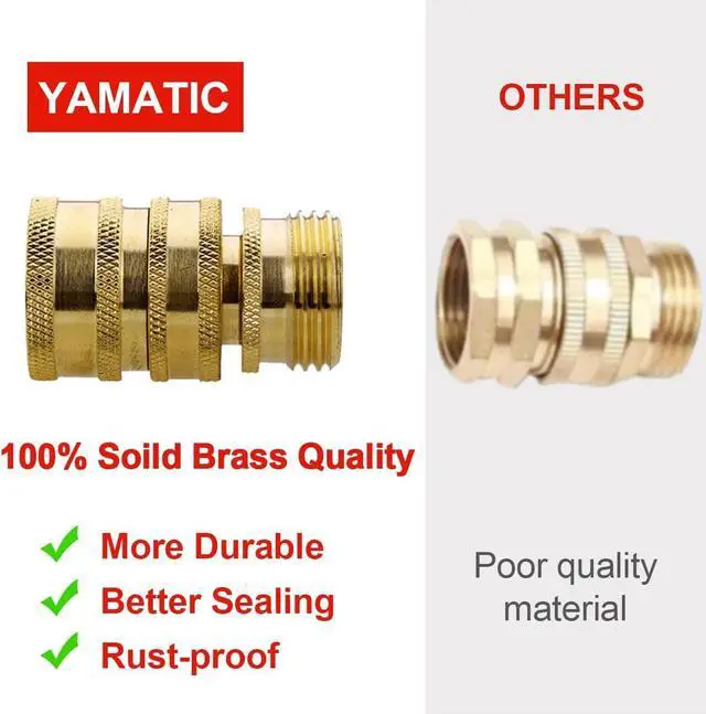 Alt view image 5 of 7 - Garden Hose Quick Connect Water Hose Fittings - 3/4" Thread - High Grade Brass Durability and Leak Free Upgrade(6 PACK)