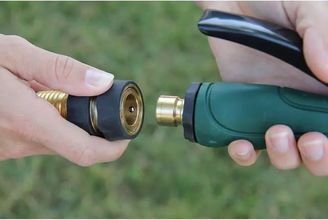 Alt view image 2 of 2 - 5/8" Brass and Steel Quick Hose Disconnect - Connect and Disconnect Between Multiple Hose Attachments | Automatic Shut-Off When Disconnected | 1 Female & 3 Male Fittings - 4 Count - (20136)