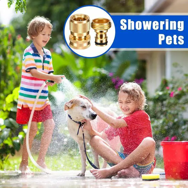 Alt view image 6 of 7 - 12 Sets Garden Hose Quick Connector Solid 3/4 Inch Water Hose Connectors No Leak Heavy Duty Garden Fitting Female Adapter and Male Adapter (Brass Color)