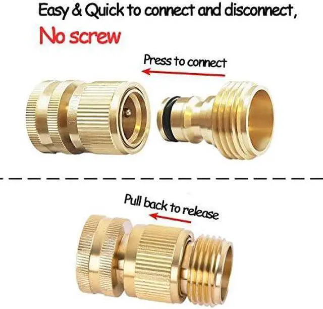 Alt view image 3 of 7 - Garden Hose Quick Connect Solid Brass Hose Quick Fitting Easy For Garden Watering No-Leak 3/4 inch GHT (4 Sets)