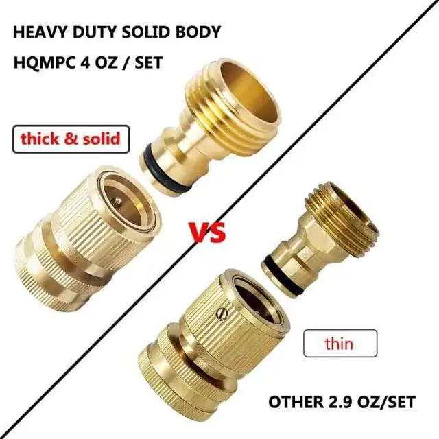 Alt view image 4 of 7 - Garden Hose Quick Connect Solid Brass Hose Quick Fitting Easy For Garden Watering No-Leak 3/4 inch GHT (4 Sets)