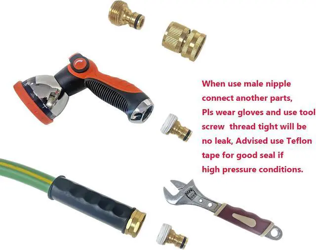 Alt view image 5 of 7 - Garden Hose Quick Connect Solid Brass Hose Quick Fitting Easy For Garden Watering No-Leak 3/4 inch GHT (4 Sets)