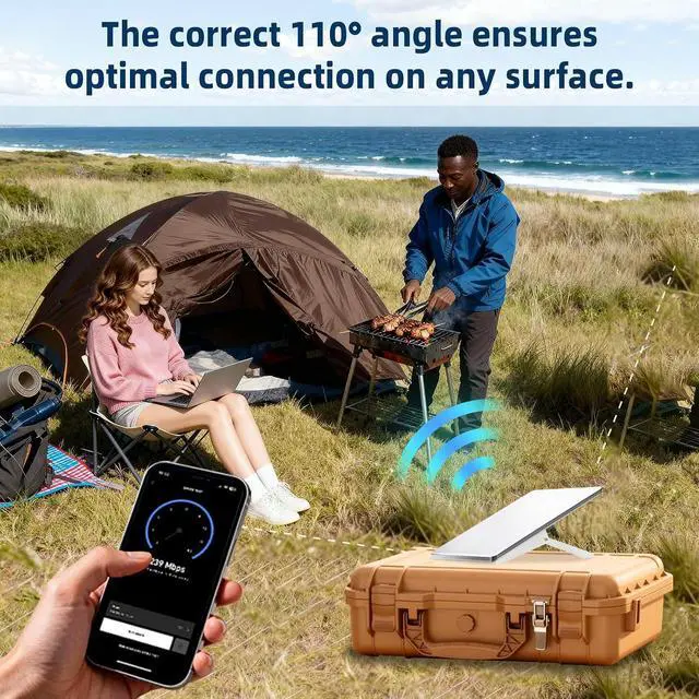 Alt view image 3 of 7 - 3-in-1 Mount for Starlink Mini with DC Extension Cable 18CM, Replacement Kickstand with 1/4" Tripod Adapter Supports 110° Flat-Surface Angle,Pipe,Tripod and Clamps Mount,Outdoor Camping