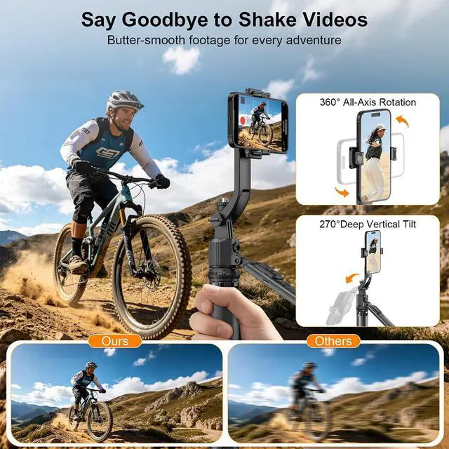 Alt view image 5 of 7 - 63" Phone Tripod with Auto Face Tracking, 360° Rotation Selfie Stick Tripod for iPhone & Action Camera, Detachable Phone Holder & Wireless Remote, Portable Tripod for Video Recording/Vlogging/Live