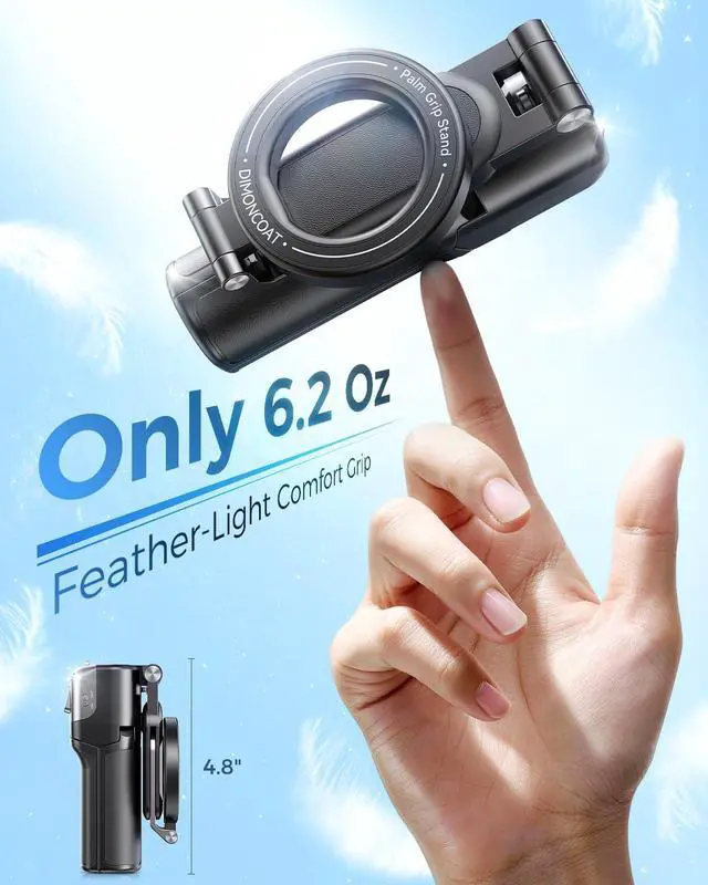 Alt view image 2 of 7 - Magnetic Phone Camera Grip with Zoom Wheel, 4-in-1 Selfie Stick & TripodMAX 19" ExtendablePocket 4.8" Detachable Bluetooth Remote, Compatible with MagSafe for iPhone, Vlogging & Content Creation