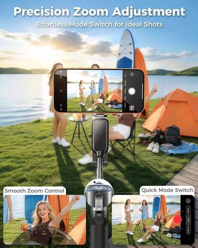 Alt view image 6 of 7 - Magnetic Phone Camera Grip with Zoom Wheel, 4-in-1 Selfie Stick & TripodMAX 19" ExtendablePocket 4.8" Detachable Bluetooth Remote, Compatible with MagSafe for iPhone, Vlogging & Content Creation