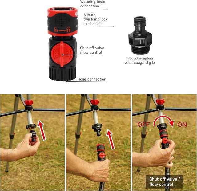 Alt view image 7 of 7 - 94154 PRO The Heaviest Weight Tripod (5.37 lbs) Adjustable 4-Way Mini Turbo Metal Oscillating Sprinkler W/Quick Connect Starter Set, Covers up to 4,069 sq. ft. Telescoping Tripod Style