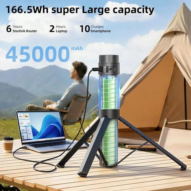Alt view image 2 of 7 - Starlink Mini Battery Pack, 6-Hour Runtime, 166Wh/45000mAh, Starlink Mini Power Stand with Integrated Tripod, Built-in Type-C Fast Charging for Outdoor & Remote Work, IP67 Waterproof