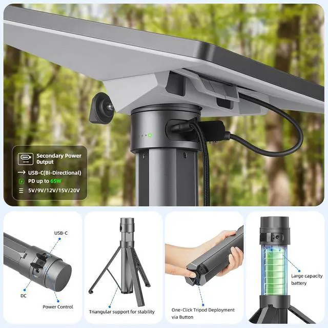 Alt view image 3 of 7 - Starlink Mini Battery Pack, 6-Hour Runtime, 166Wh/45000mAh, Starlink Mini Power Stand with Integrated Tripod, Built-in Type-C Fast Charging for Outdoor & Remote Work, IP67 Waterproof
