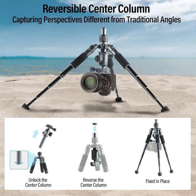 Alt view image 6 of 7 - Compact Mini Desktop Tripod, 20" Aluminum Portable Small Tabletop Tripod Stand with 360° Ball Head for DSLR, Camera, Phone, Loaded up to 17.64lbs, Phone Holder Included, AM-TT50