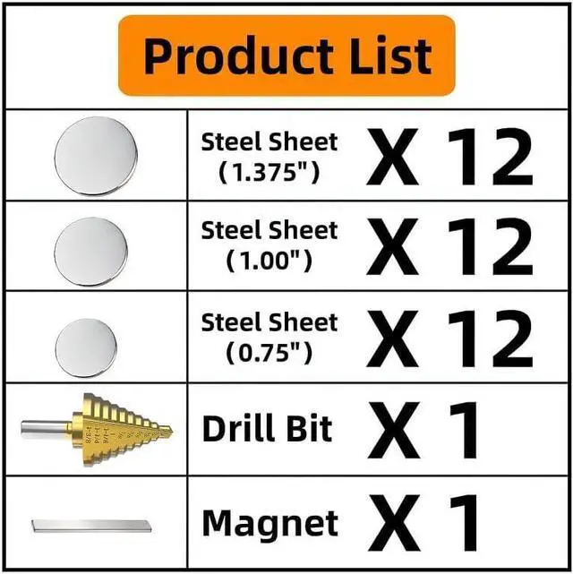 Alt view image 6 of 6 - 38-Pc Pro Steel Hole Plug Welding Kit | 36 Plugs in 0.75", 1.00", 1.375" Sizes | with Magnetic Holder & Drill Bit for Auto Body & Metal Repair
