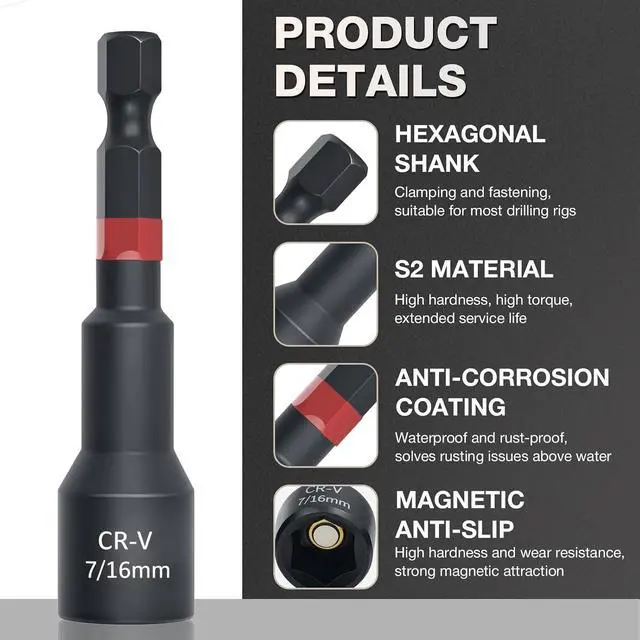 Alt view image 3 of 6 - 80-Piece Magnetic Impact Nut Driver Set, SAE & Metric Drill Bit Socket Set with Universal Sockets, Wing Nut Drivers, Adapters & Bit Holder for Power Drill, Impact Driver, Auto & Home Repair
