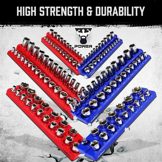 Alt view image 6 of 7 - 8-Piece Magnetic Socket Organizer Set, Magnet Socket Holder, 1/4", 3/8", 1/2" Socket Holds 199 Pieces Magnetic Trays. (8-Piece Organizer Set)