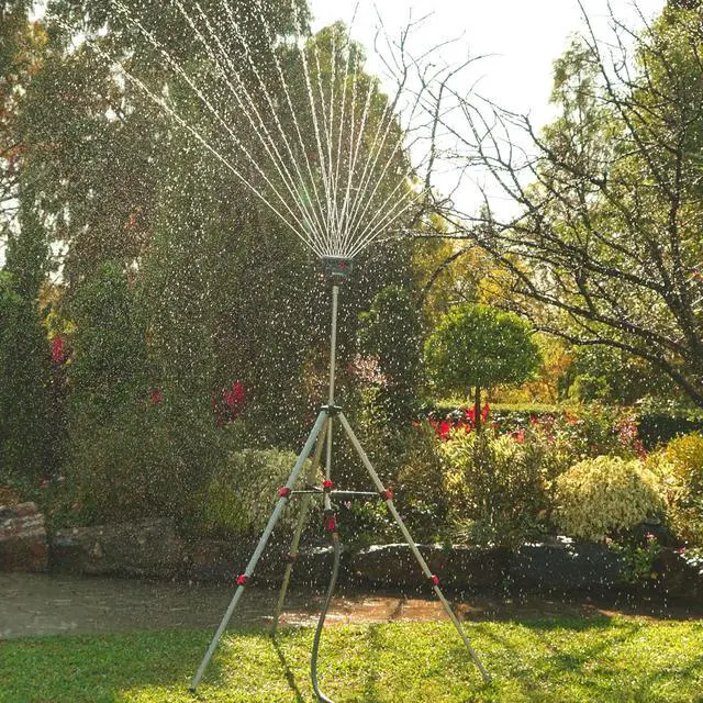 Alt view image 3 of 7 - 94154 PRO The Heaviest Weight Tripod (5.37 lbs) Adjustable 4-Way Mini Turbo Metal Oscillating Sprinkler W/Quick Connect Starter Set, Covers up to 4,069 sq. ft. Telescoping Tripod Style