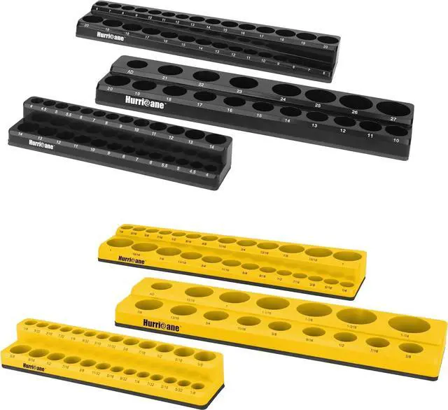 Main image of Magnetic Socket Organizer Set, 6 Piece Socket Holder Set Includes 1/4", 3/8", 1/2" Drive Metric SAE Socket Trays