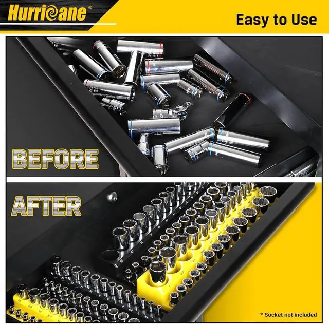 Alt view image 6 of 7 - Magnetic Socket Organizer Set, 6 Piece Socket Holder Set Includes 1/4", 3/8", 1/2" Drive Metric SAE Socket Trays