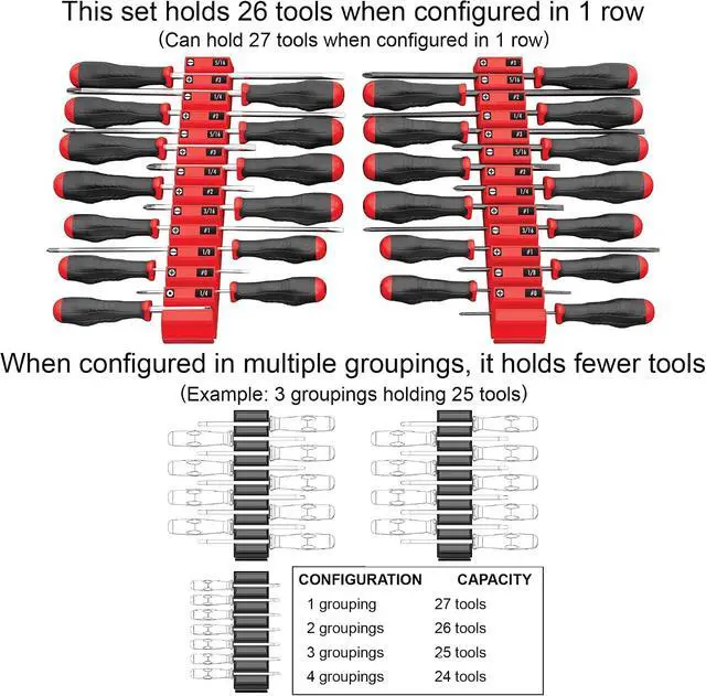 Alt view image 5 of 7 - Screwdriver Pro - Modular Screwdriver Organizer for 26 Tools with Magnetic Base, Black - Made in the USA