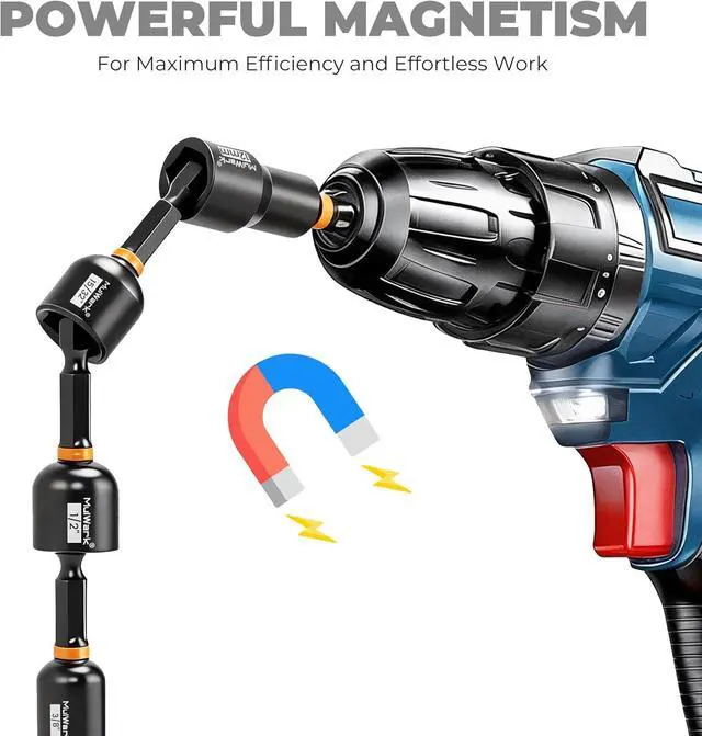 Alt view image 3 of 7 - 86PC Magnetic Nut Driver Set & Impact Driver Bit Set, 1/4" Metric & SAE Sockets, Nut Driver Set Power Bits, Adapters, Extensions, Universal Socket, Wing Nut Driver & Bit Holder for Automotive