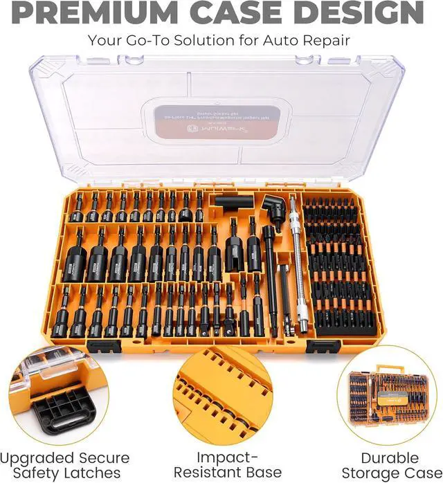 Alt view image 4 of 7 - 86PC Magnetic Nut Driver Set & Impact Driver Bit Set, 1/4" Metric & SAE Sockets, Nut Driver Set Power Bits, Adapters, Extensions, Universal Socket, Wing Nut Driver & Bit Holder for Automotive