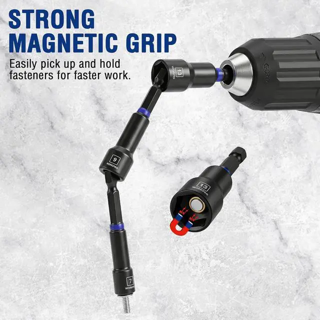 Alt view image 4 of 7 - 98-Piece Magnetic Nut Driver Set, Impact Driver Bits, Metric & SAE Cr-V Nut Drivers with Bit Holder, Universal Socket, Socket Adapter, Wing Nut Driver, Ratchet Handle, Quick-Release Extension