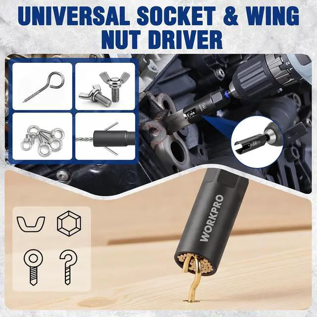 Alt view image 6 of 7 - 98-Piece Magnetic Nut Driver Set, Impact Driver Bits, Metric & SAE Cr-V Nut Drivers with Bit Holder, Universal Socket, Socket Adapter, Wing Nut Driver, Ratchet Handle, Quick-Release Extension