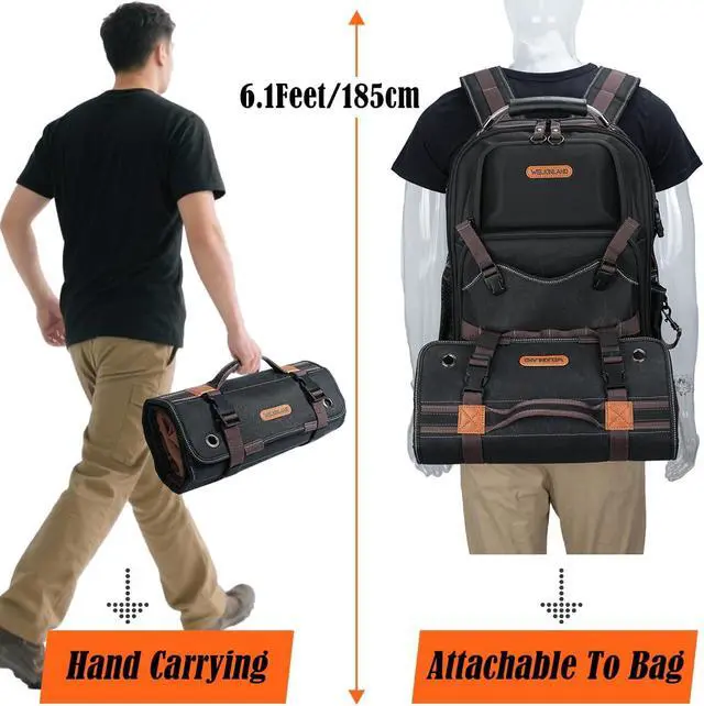 Alt view image 5 of 7 - 23-Pocket Canvas Tool Roll, Heavy-Duty Tool Wrap Roll, Waterproof Canvas Roll Up Tool Bag, 14'' Tool Roll Bag Organizers, Easy-Access Screwdriver Roll Up Pouch