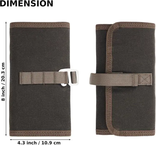 Alt view image 4 of 6 - Roll Up Tool Bag Organizer, Small Tool Roll for Pen Lovers & Tech, Waxed Canvas Tool Pouch Pen Bag Pen Case Organizer, Multi-Pocket with Elastic Loops for Pencils, Art Supply, Hard Drives - EDC Bag
