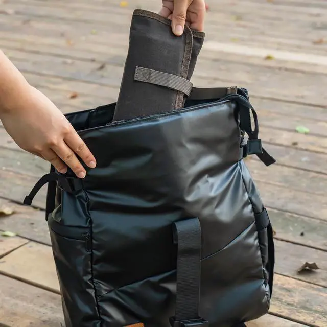 Alt view image 6 of 6 - Roll Up Tool Bag Organizer, Small Tool Roll for Pen Lovers & Tech, Waxed Canvas Tool Pouch Pen Bag Pen Case Organizer, Multi-Pocket with Elastic Loops for Pencils, Art Supply, Hard Drives - EDC Bag