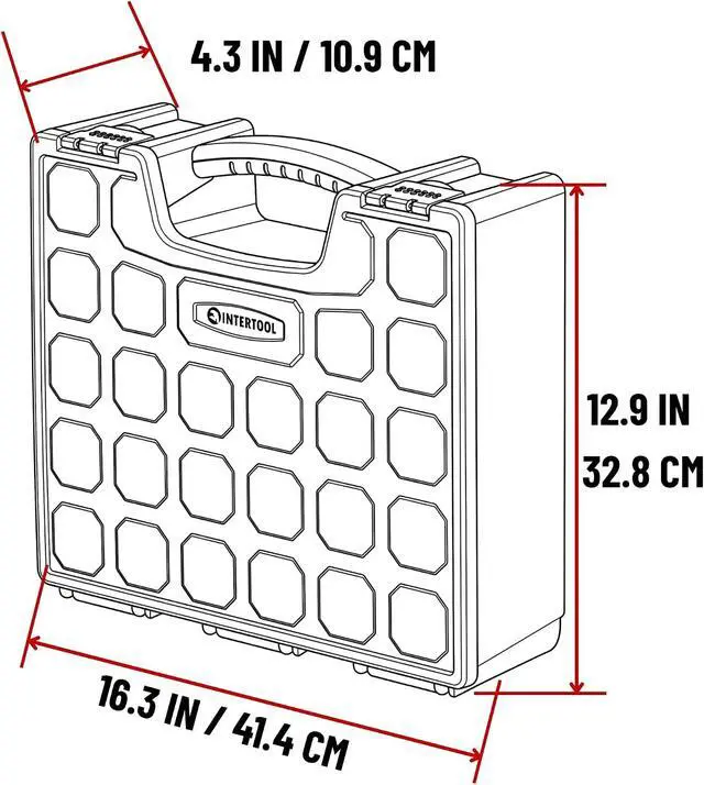 Alt view image 3 of 7 - Hardware Organizer with 8 Deep Removable Bins - Small Parts Storage Tool Box for Nuts, Bolts, Screws, Nails - 16.5" x 13" x 4.5" - Portable Handle Transparent Lid with Locks BX08-4034