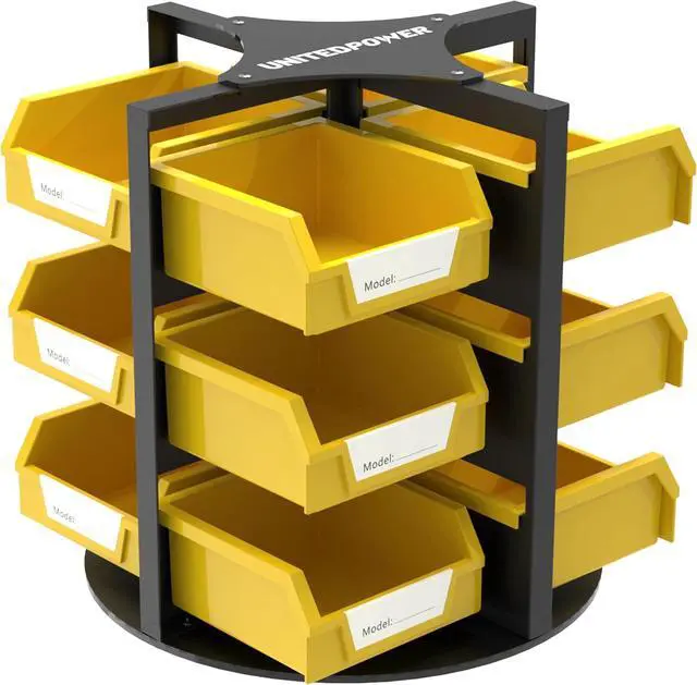 Main image of Rotating Storage Bins, Tool Organizer, Hardware Crafts, Small Parts, Nuts and Bolts, Revolving 12 Bins Storage for Workshop, Shed, Garage, Home