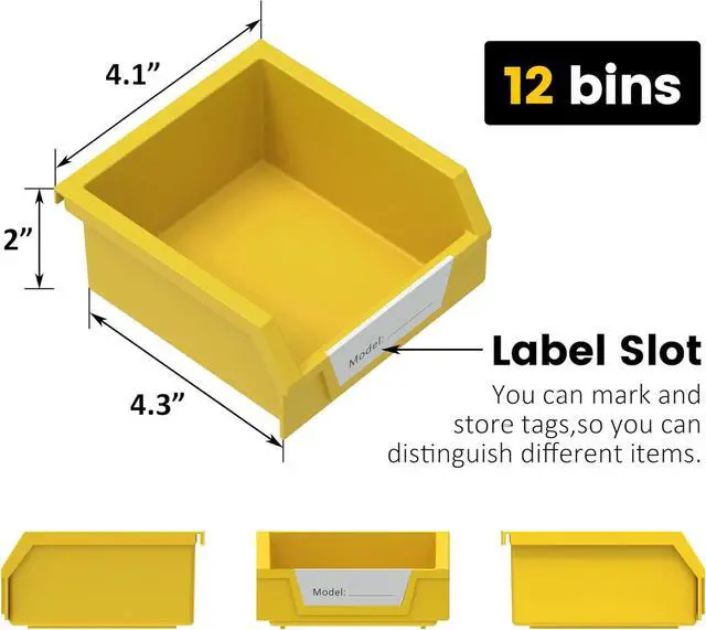 Alt view image 4 of 7 - Rotating Storage Bins, Tool Organizer, Hardware Crafts, Small Parts, Nuts and Bolts, Revolving 12 Bins Storage for Workshop, Shed, Garage, Home