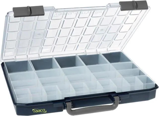 Main image of CarryLite Slim Small Parts Organizer Box 2.3 Inch Height 25 Inserts Anti-Mix U-Profile Lid for Screws, Bolts & Nuts Secure Sliding Lock Portable Hardware & Tool Storage (CarryLite 55)