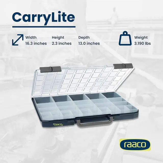 Alt view image 5 of 6 - CarryLite Slim Small Parts Organizer Box 2.3 Inch Height 25 Inserts Anti-Mix U-Profile Lid for Screws, Bolts & Nuts Secure Sliding Lock Portable Hardware & Tool Storage (CarryLite 55)