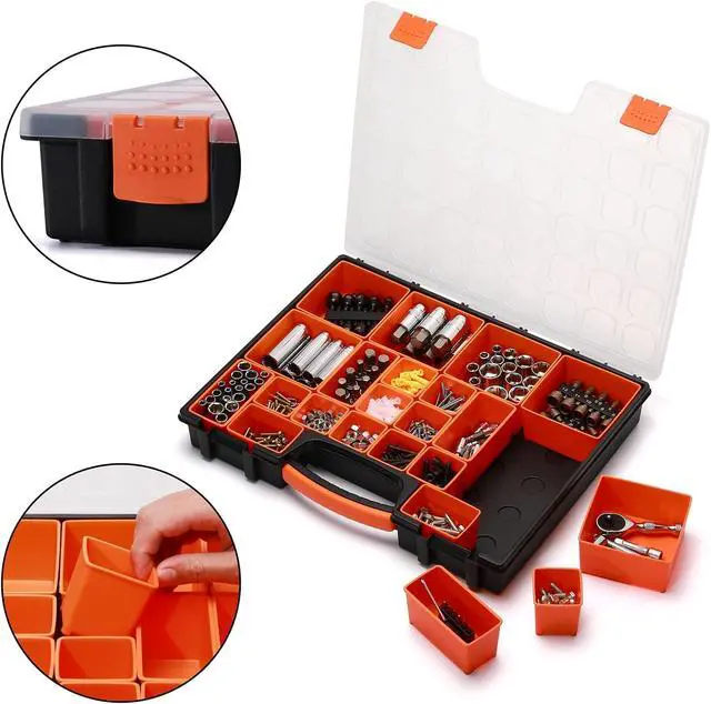 Alt view image 4 of 7 - 3PCS Multi-Purpose Portable Organizer Box Set with 72-Removable Compartments, 3 Pieces Professional Boxes with Dimension 16.2"L*13"W*2.3"H