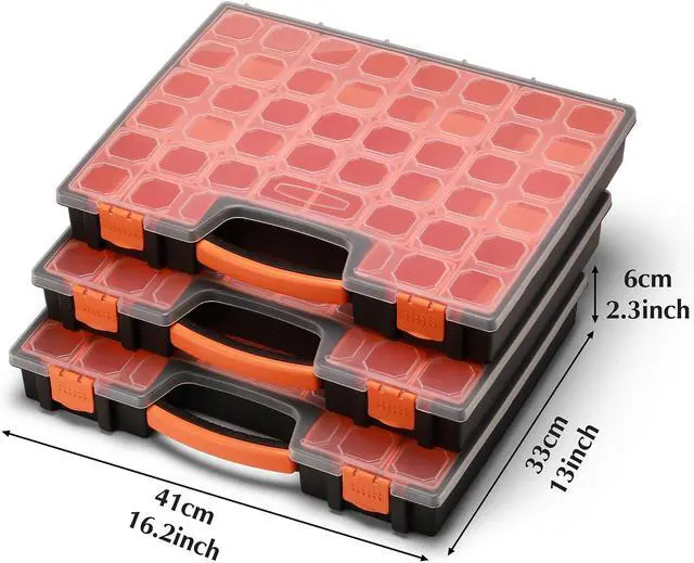 Alt view image 7 of 7 - 3PCS Multi-Purpose Portable Organizer Box Set with 72-Removable Compartments, 3 Pieces Professional Boxes with Dimension 16.2"L*13"W*2.3"H