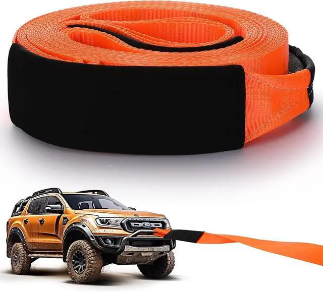 Main image of 3" x 50 ft Recovery Tow Strap Road Straps Heavy Duty Tow Rope Recovery Rope with Reinforced Loops and Protective Sleeves for Vehicle Truck Winching Gear Accessories 20, 000 Lbs