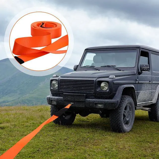 Alt view image 4 of 7 - 3" x 50 ft Recovery Tow Strap Road Straps Heavy Duty Tow Rope Recovery Rope with Reinforced Loops and Protective Sleeves for Vehicle Truck Winching Gear Accessories 20, 000 Lbs