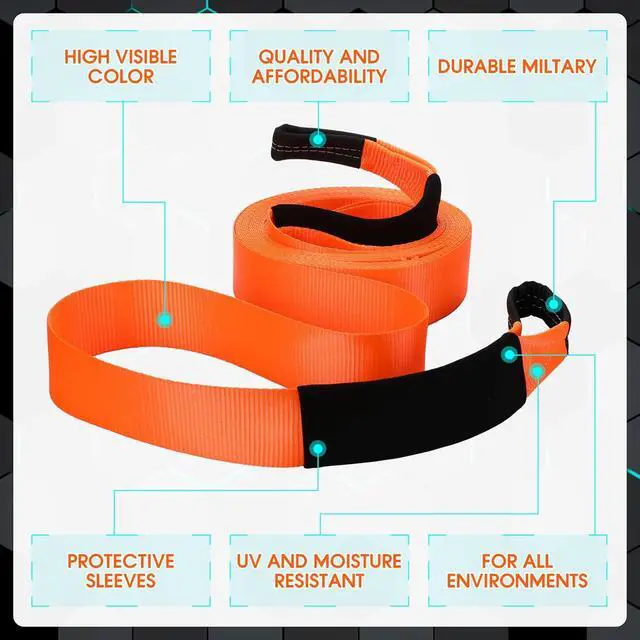 Alt view image 5 of 7 - 3" x 50 ft Recovery Tow Strap Road Straps Heavy Duty Tow Rope Recovery Rope with Reinforced Loops and Protective Sleeves for Vehicle Truck Winching Gear Accessories 20, 000 Lbs