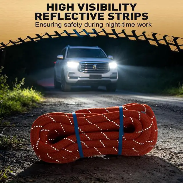 Alt view image 5 of 7 - Kinetic Recovery Tow Rope 1" x30FT - 48000LBS with 2 Soft Shackles, 30% Elastic Snatch Strap for Offroad, Reflective Heavy Duty Vehicle Recovery Kit for Jeep Truck SUV UTV